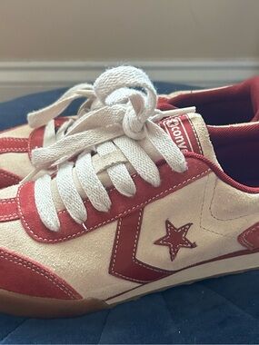 Converse Vintage Red and Cream Low-Top Star Sneakers
